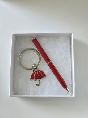 Coach Red Umbrella Keychain with Matching Red Pen